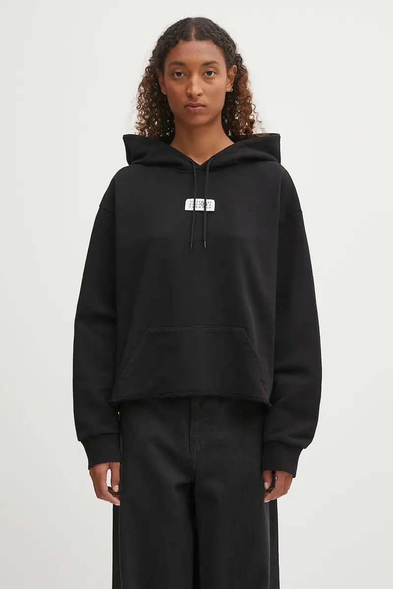 felpa in cotone x MM6 Wardro donna colore nero con cappuccio S52GU0234.M25025.900