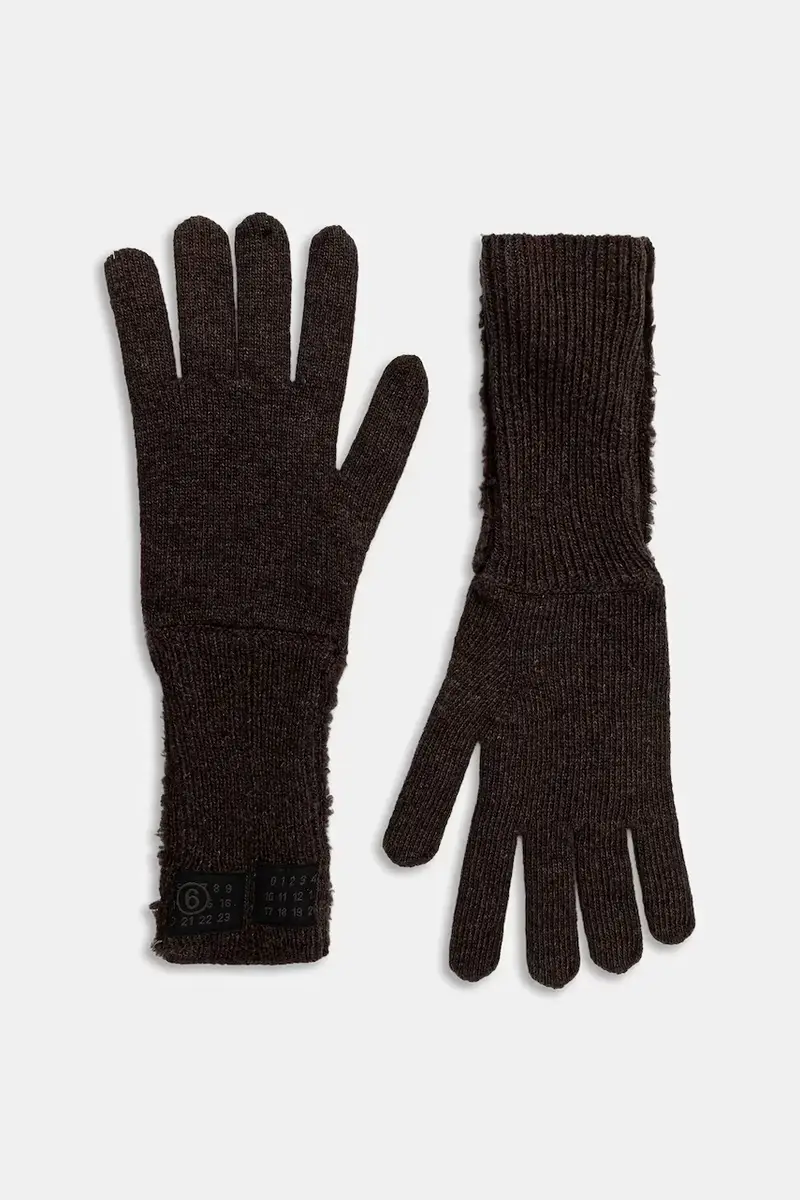 guanti con lana colore marrone S62TS0078.M13198.144