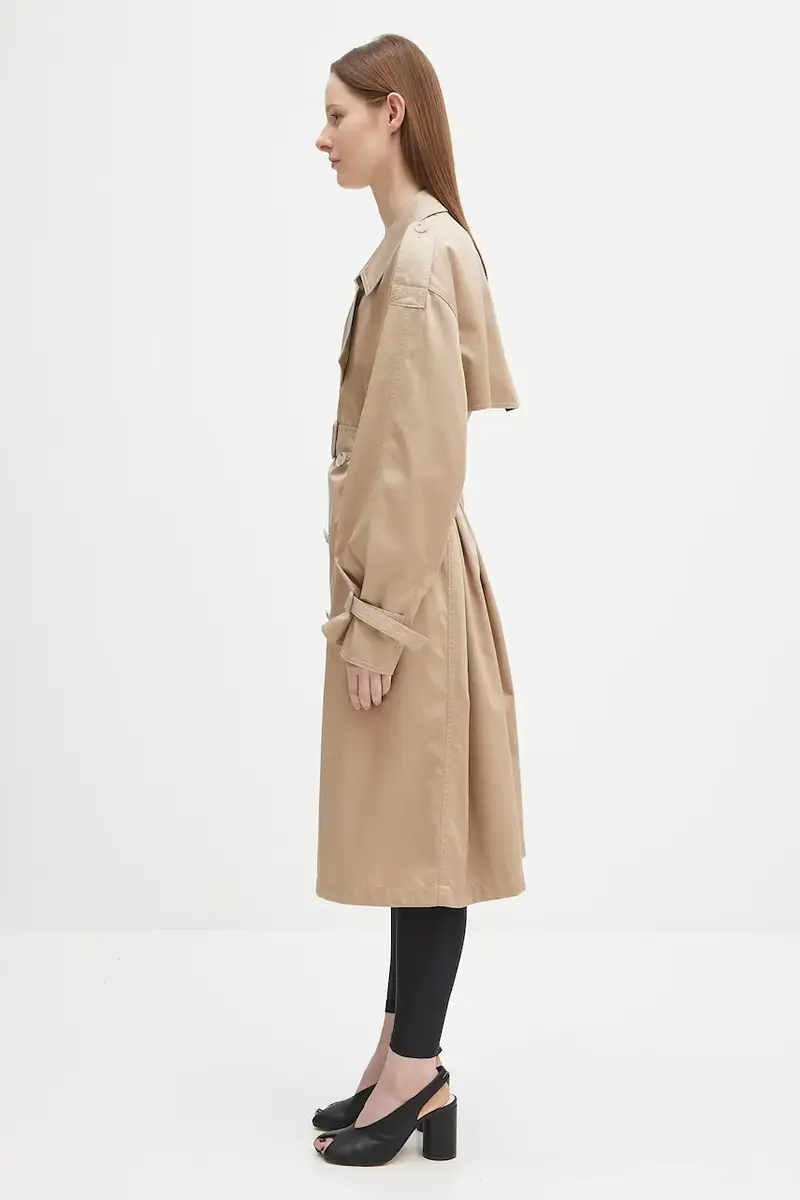 impermeabile di cotone donna colore beige S52AH0080 miniatura 2