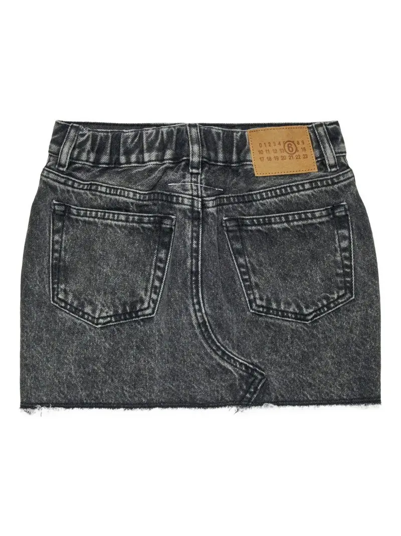 Gonna denim con grafica numerica Nero denim miniatura 3