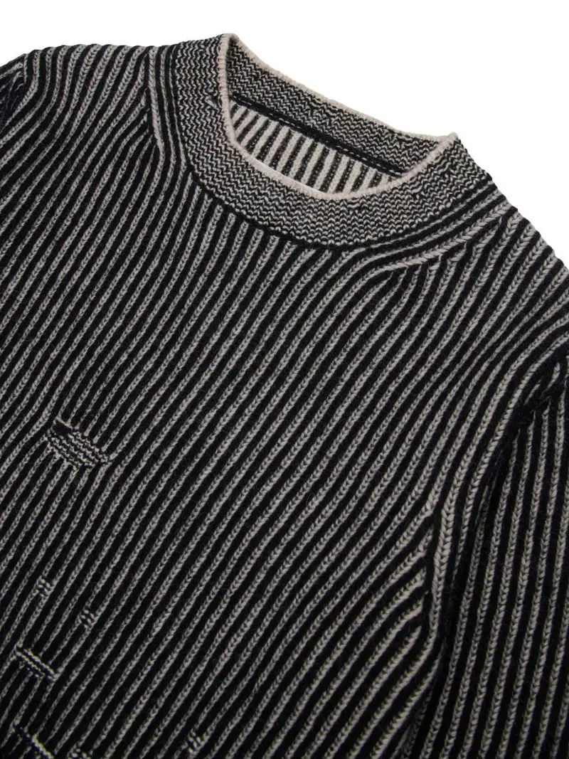 Maglione in lana con applicazione frontale Nero miniatura 2