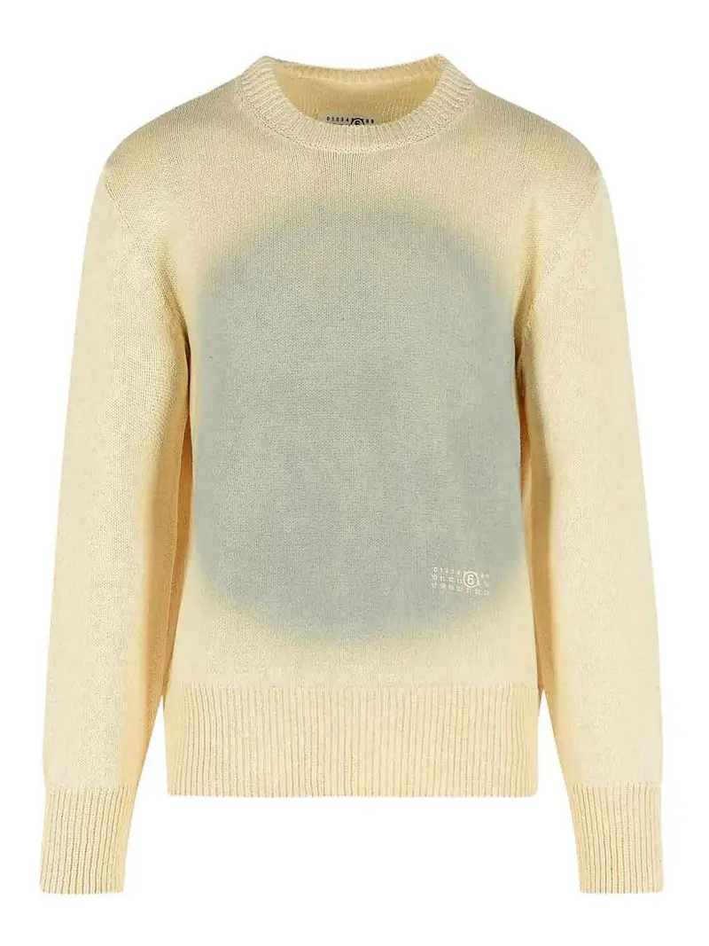 Maglia Girocollo Gialla Con Stampa Grigia Giallo