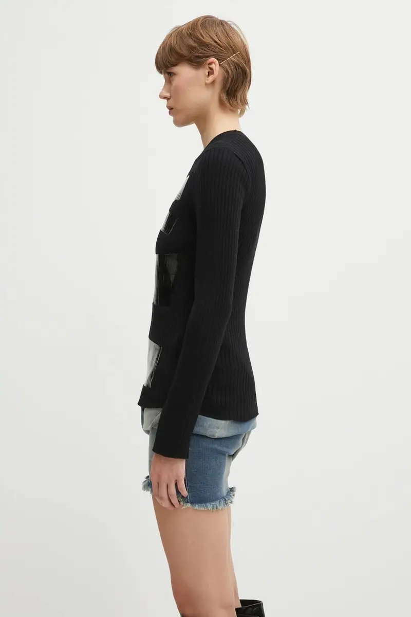 maglione con lana colore nero S62HL0041.M13196.900S miniatura 2