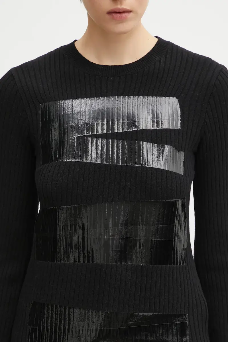 maglione con lana colore nero S62HL0041.M13196.900S miniatura 4