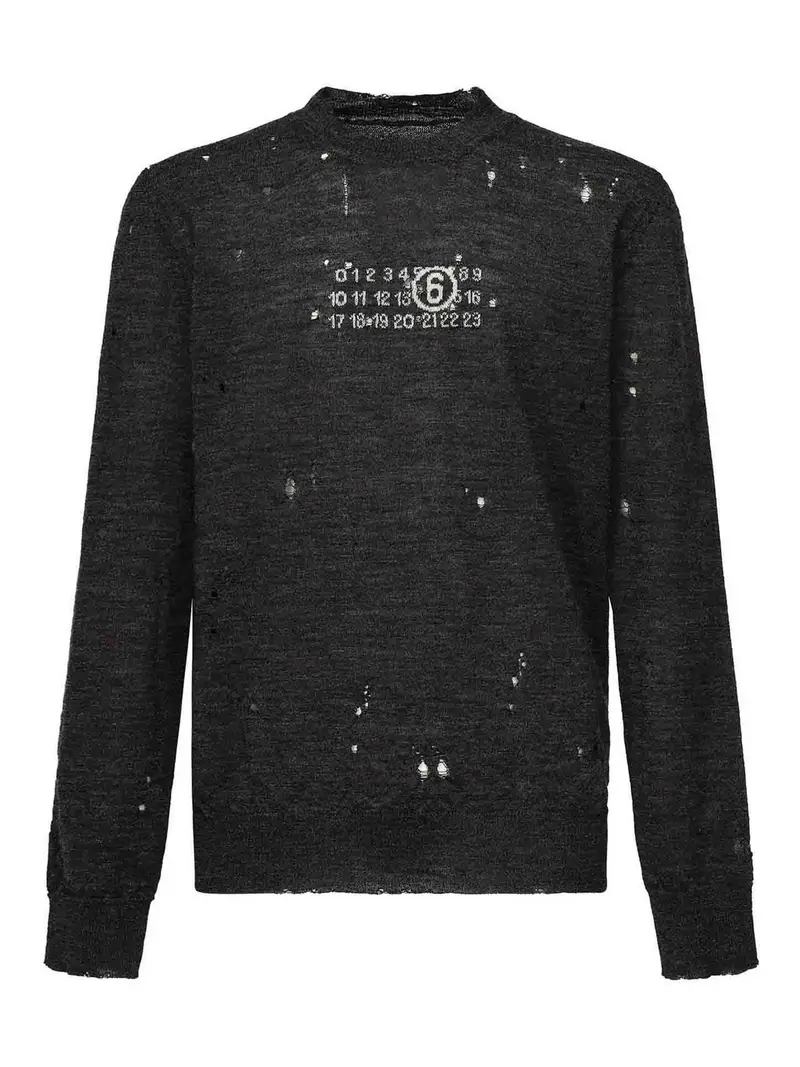 Maglione di lana numerico Grigio