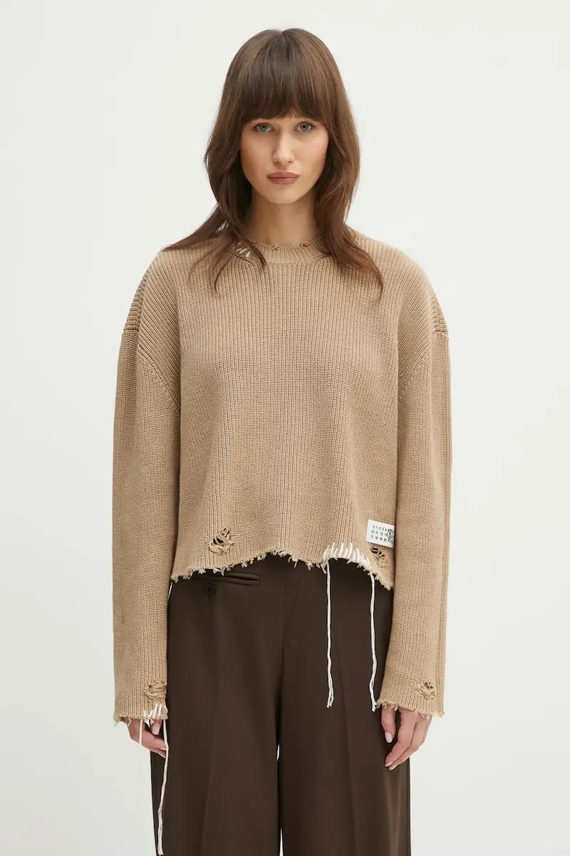 maglione in cotone donna colore beige S52HL0036