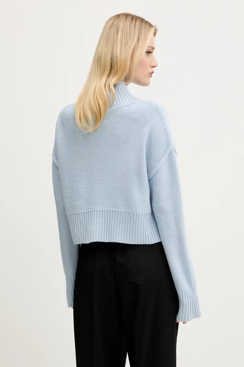 maglione in lana donna colore blu S52HA0290 miniatura 3