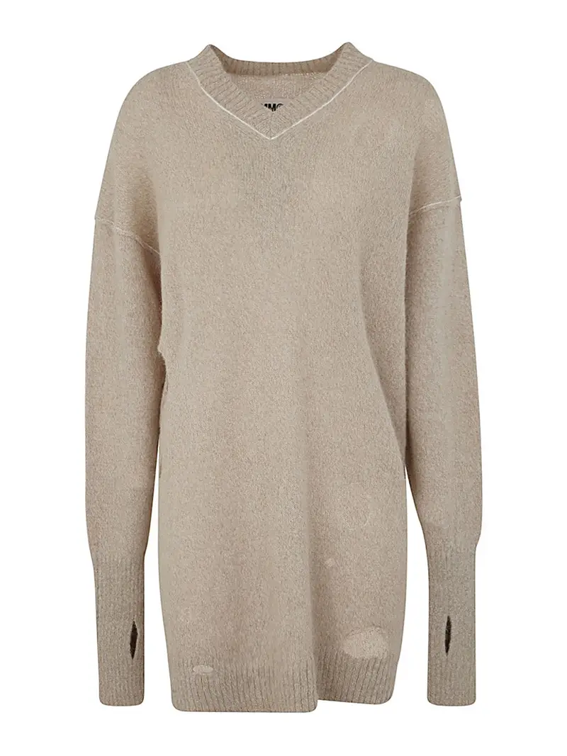 Miniabito con scollo a V Marrone