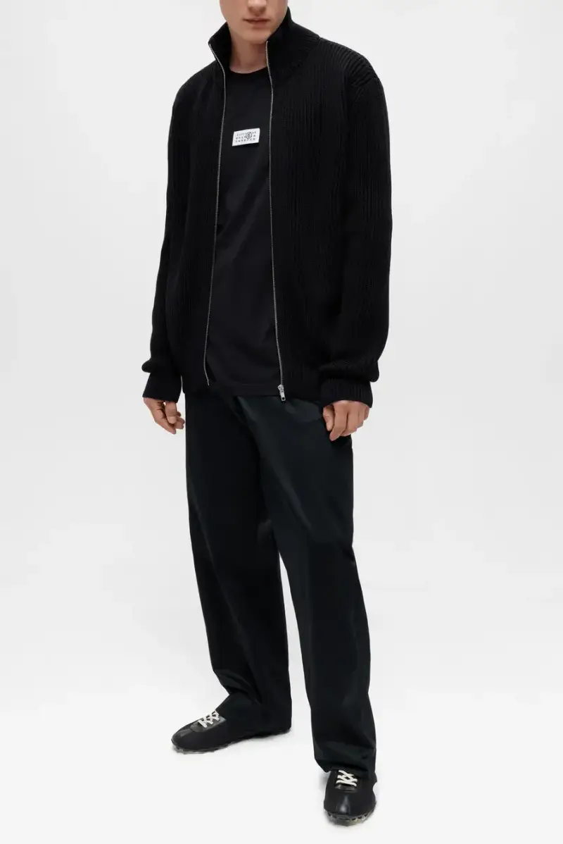 Mm6 Maison Margiela Pantaloni neri in raso di cotone miniatura 2