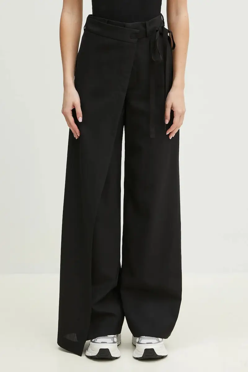 pantaloni in lana donna colore nero S52KA0518