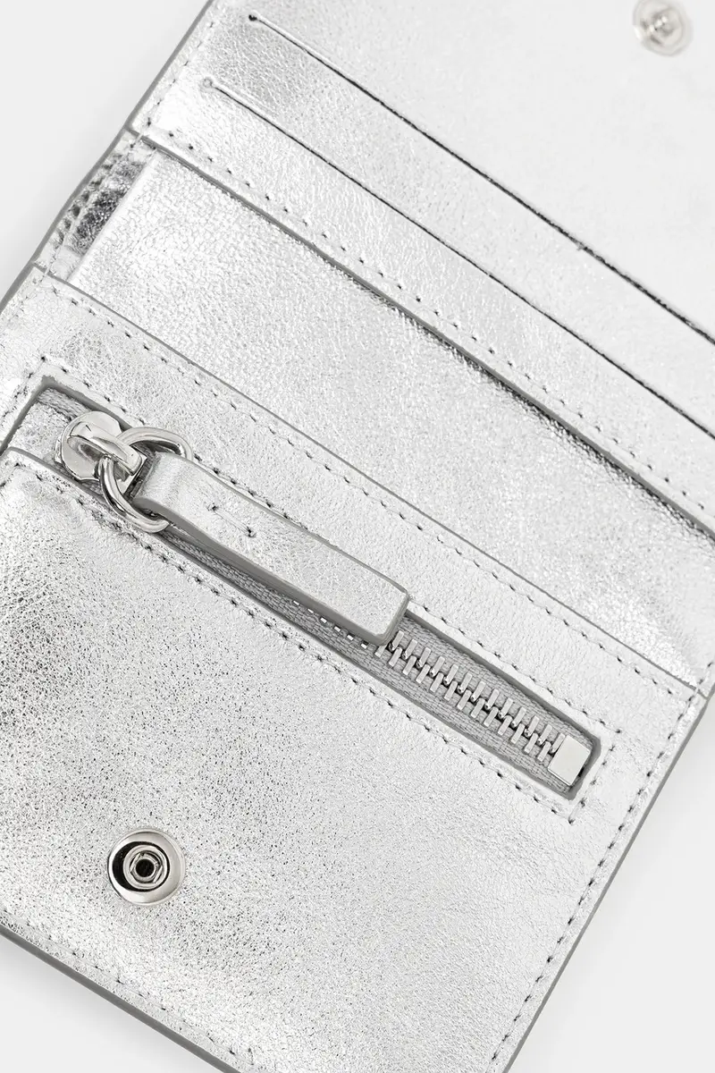 portafoglio in pelle Grigio miniatura 3