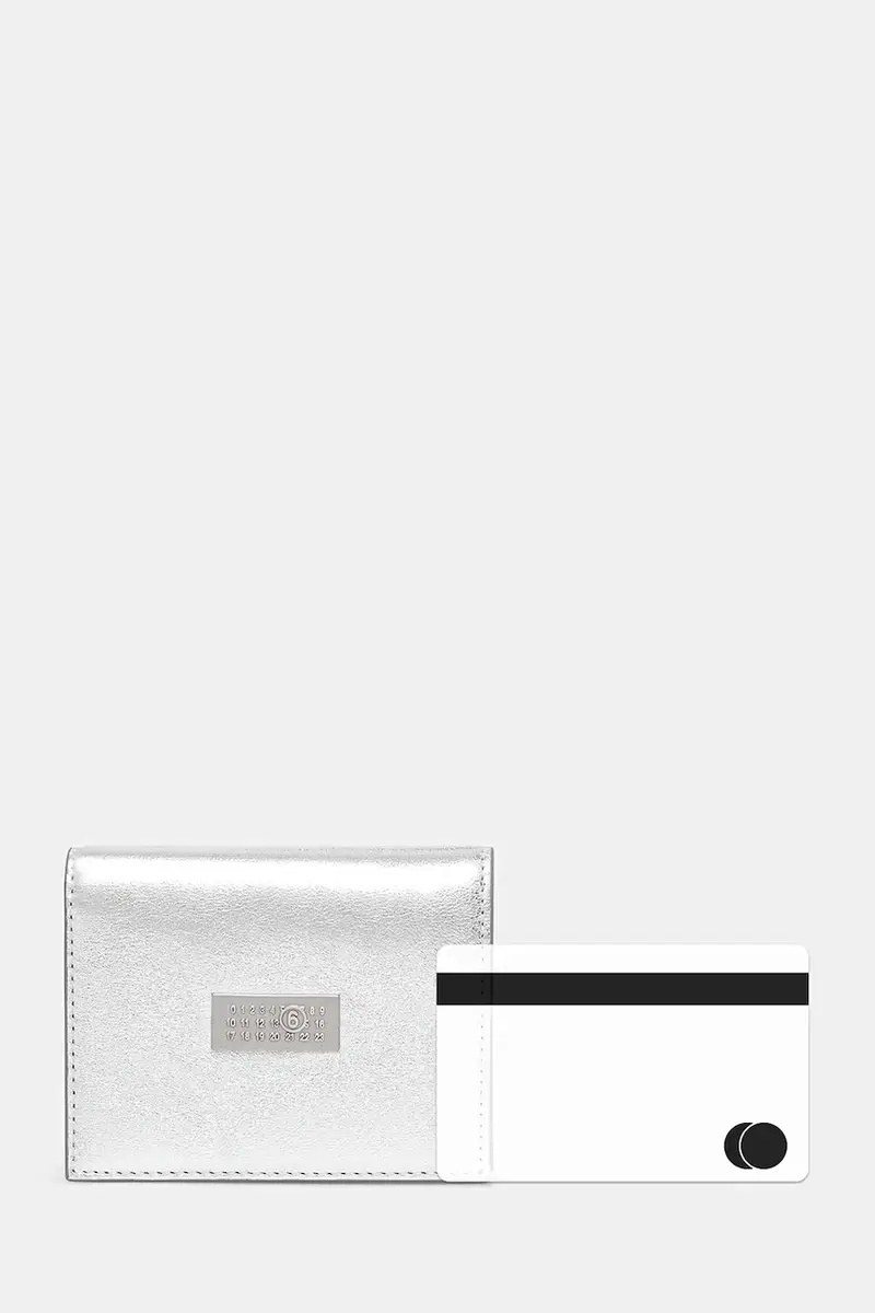 portafoglio in pelle Grigio miniatura 5