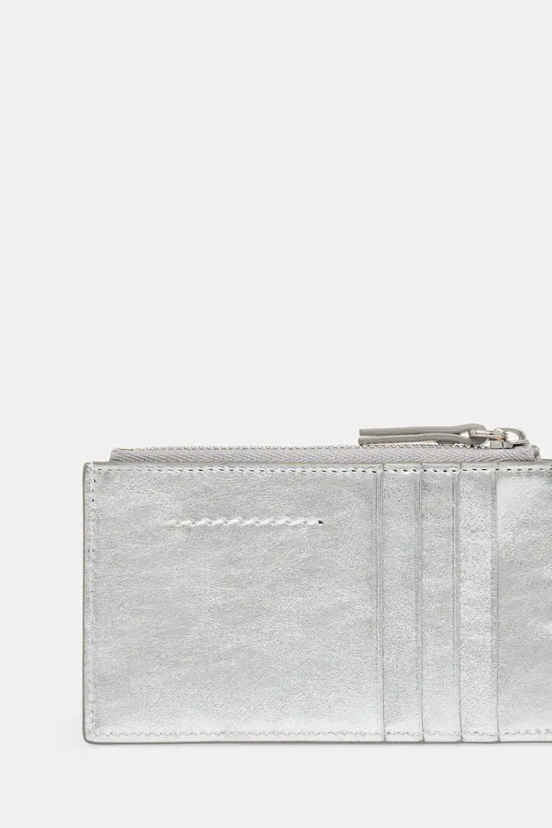 portafoglio in pelle Grigio miniatura 2