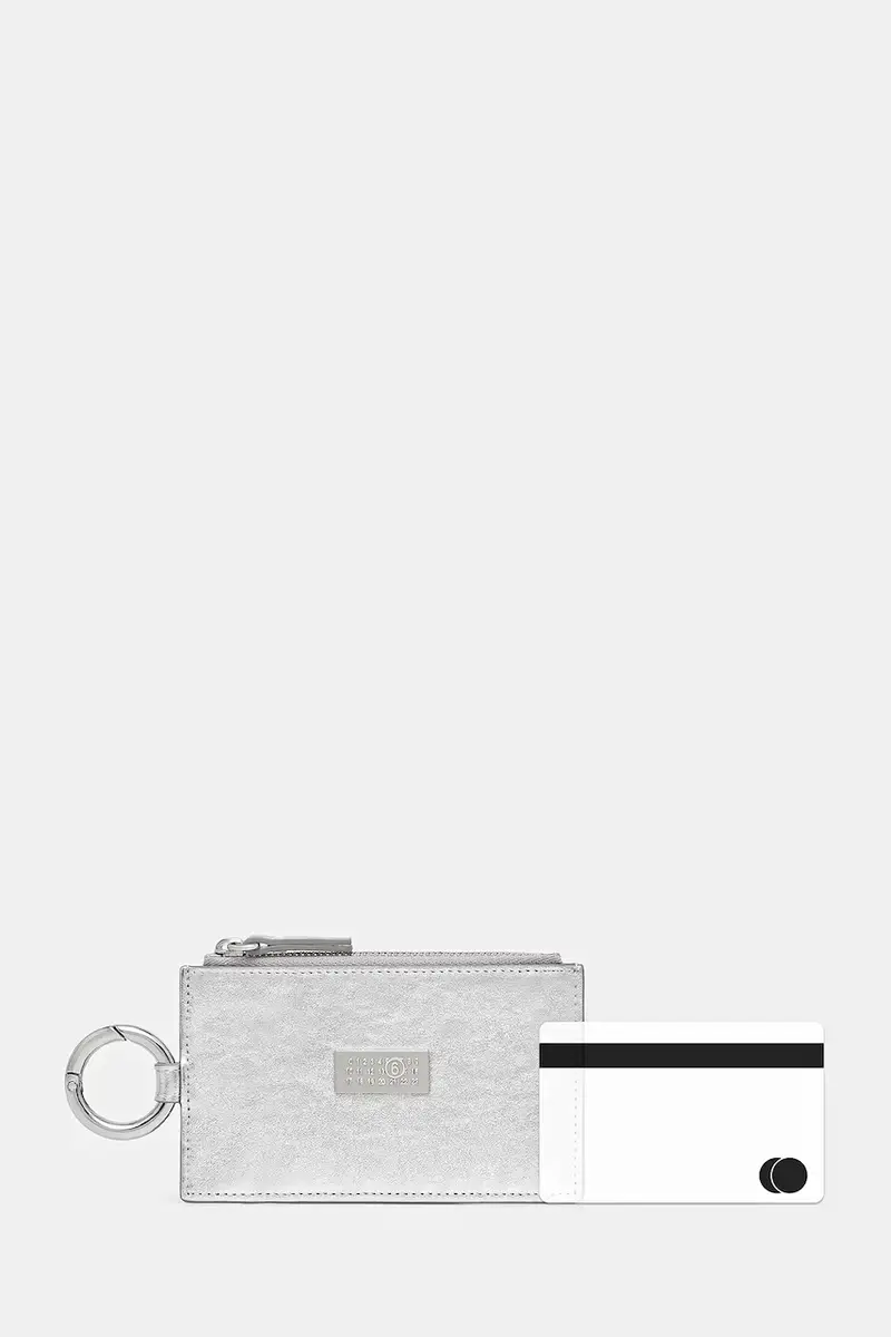 portafoglio in pelle Grigio miniatura 5