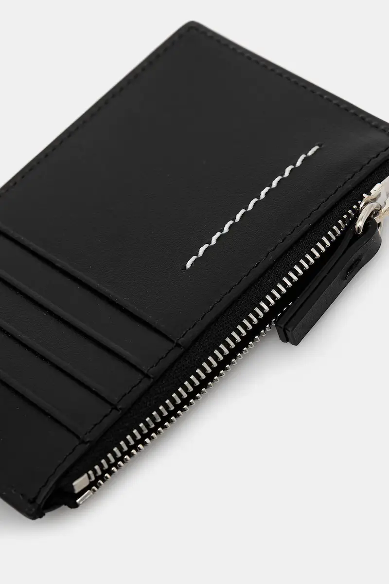 portafoglio in pelle Nero miniatura 3