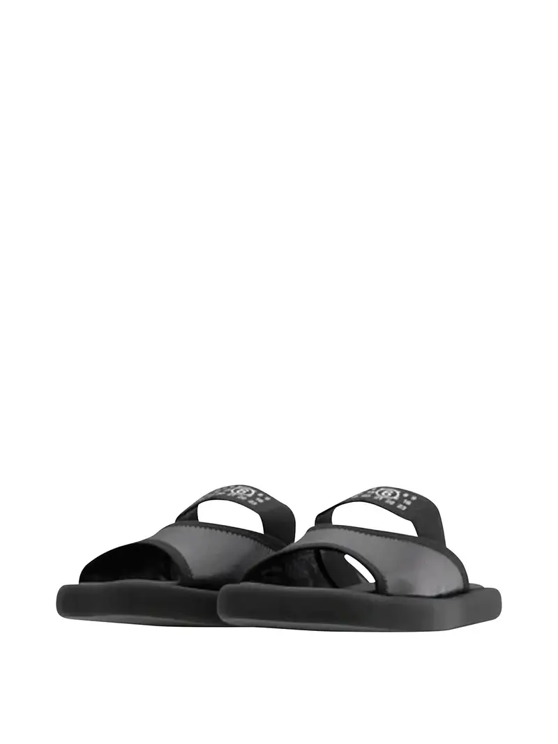 Sandali Con Fascia Logo Nero