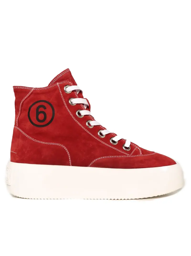 Sneakers platform camoscio rosse Rossa