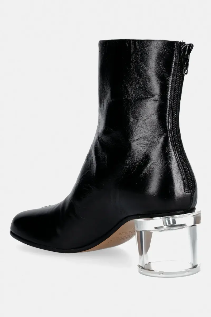 Mm6 Maison Margiela Stivaletti alla Caviglia in Pelle Nero miniatura 3