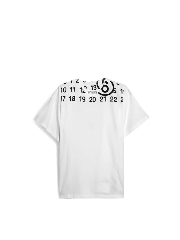 t-shirt kids/junior in cotone bianco con stampa numerica