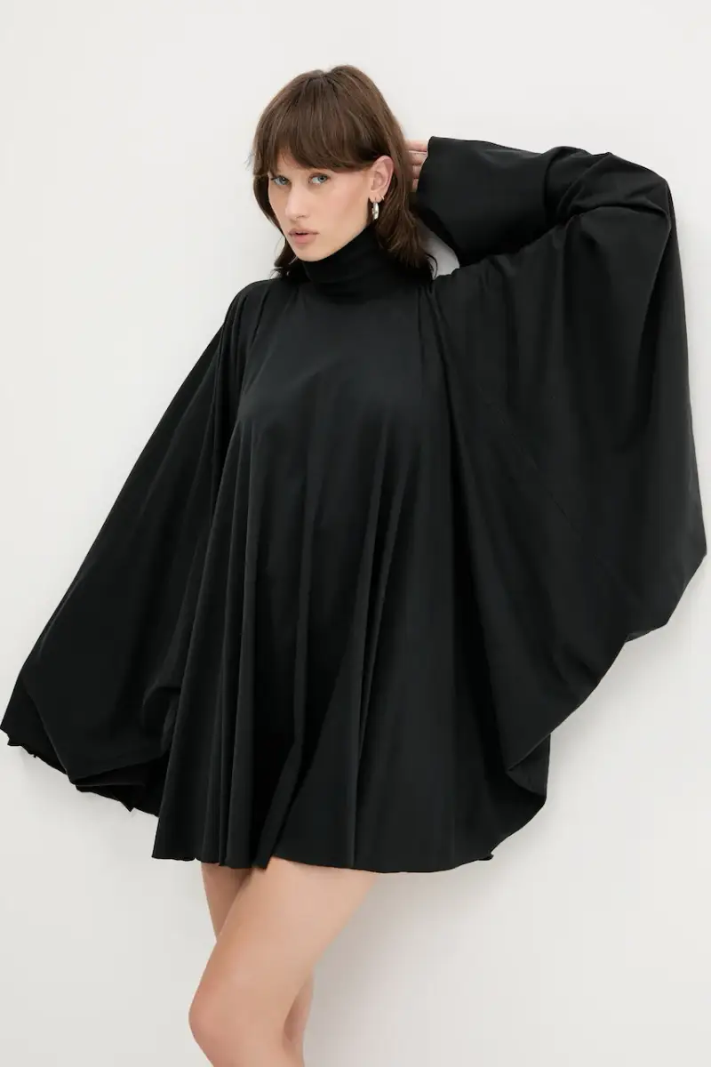 vestito in cotone colore nero S62DA0038 miniatura 5