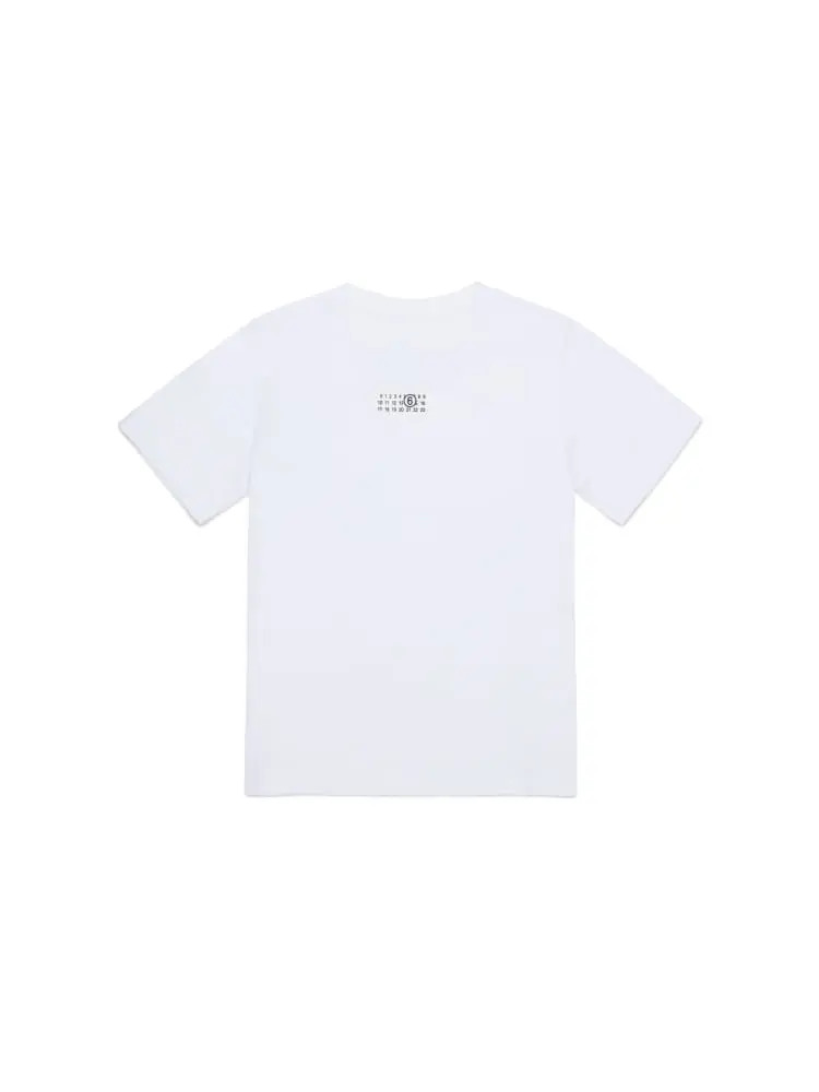 t-shirt junior in cotone bianco con patch logo numerica