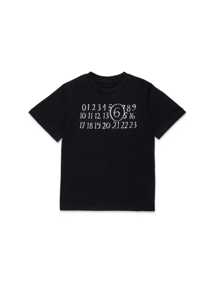 t-shirt junior in cotone bianco con stampa numerica