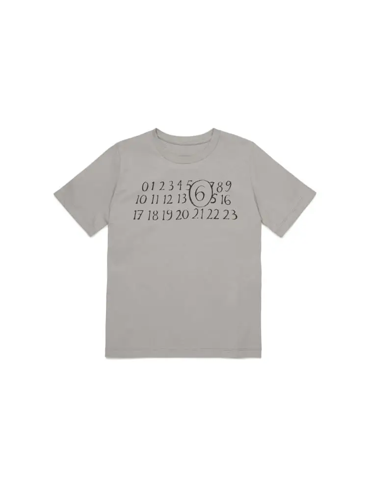 t-shirt junior in cotone bianco con stampa numerica