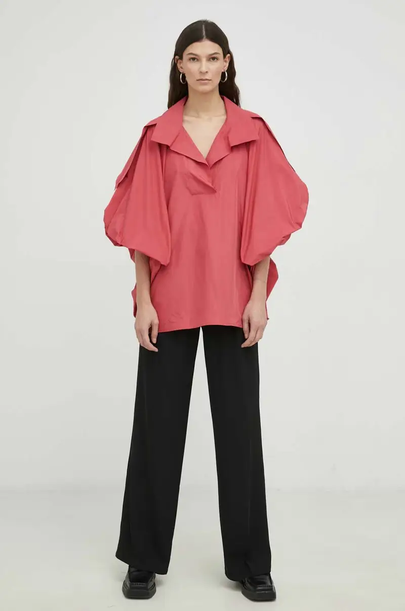 Mmc Studio Maglia rosa con colletto miniatura 3