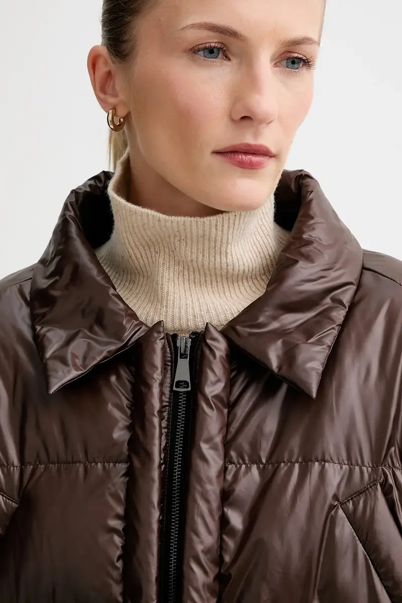 Mmc Studio Piumino marrone per donna in tessuto tecnico miniatura 4