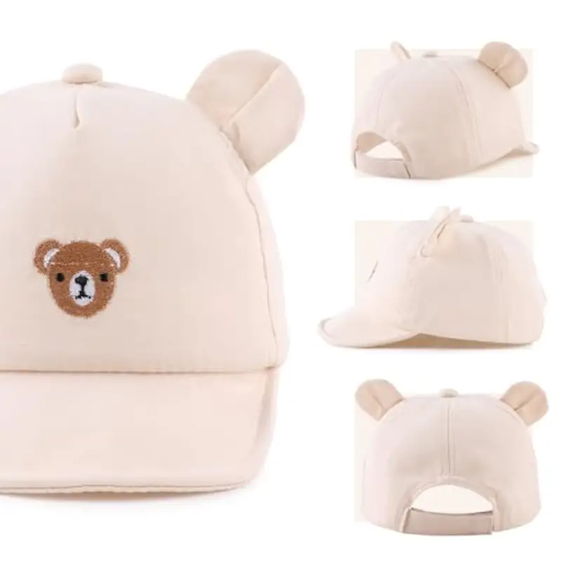 MniJiza Orso Cappellino per Neonati Bambino Ragazza Ragazzo Cappello da Sole Primavera Estate (3-18 Mois, Orso Beige) miniatura 2