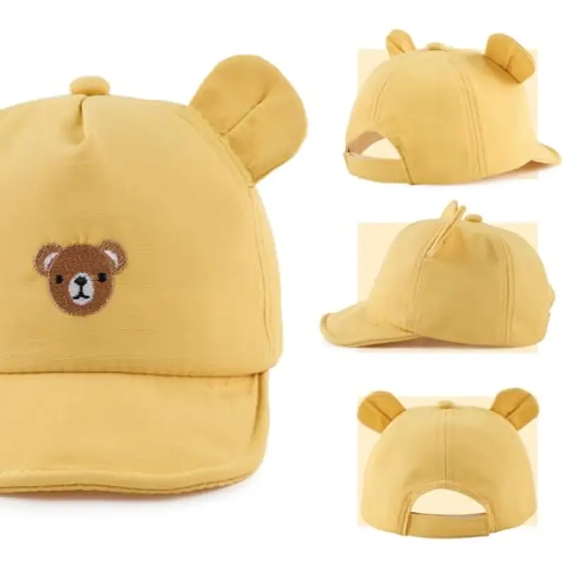 MniJiza Orso Cappellino per Neonati Bambino Ragazza Ragazzo Cappello da Sole Primavera Estate (3-18 Mois, Orso Giallo) miniatura 2