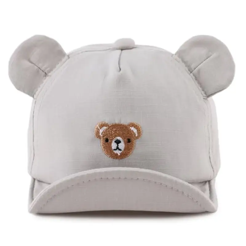 MniJiza Orso Cappellino per Neonati Bambino Ragazza Ragazzo Cappello da Sole Primavera Estate (3-18 Mois, Orso Grigio)