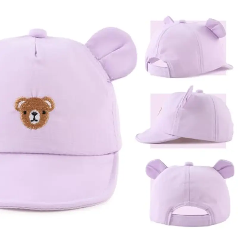 MniJiza Orso Cappellino per Neonati Bambino Ragazza Ragazzo Cappello da Sole Primavera Estate (3-18 Mois, Orso Lillà) miniatura 2