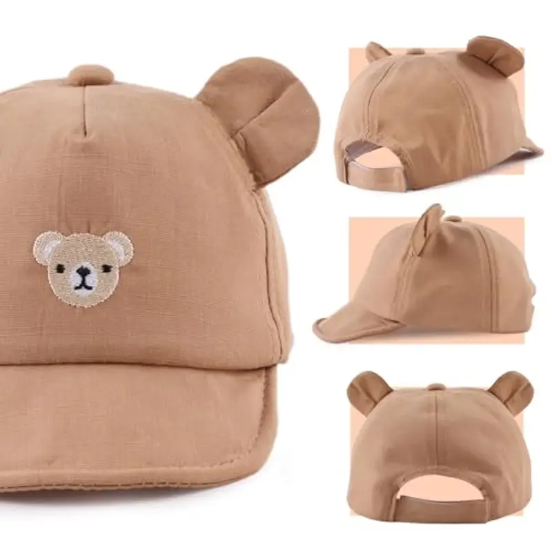 MniJiza Orso Cappellino per Neonati Bambino Ragazza Ragazzo Cappello da Sole Primavera Estate (3-18 Mois, Orso Marrone) miniatura 2