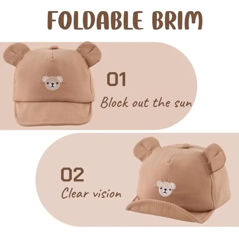 MniJiza Orso Cappellino per Neonati Bambino Ragazza Ragazzo Cappello da Sole Primavera Estate (3-18 Mois, Orso Marrone) miniatura 3