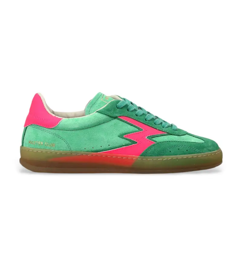 per donna. CL043 Sneakers in pelle Green Club (37), Basso, Stringhe, Casual, Verde
