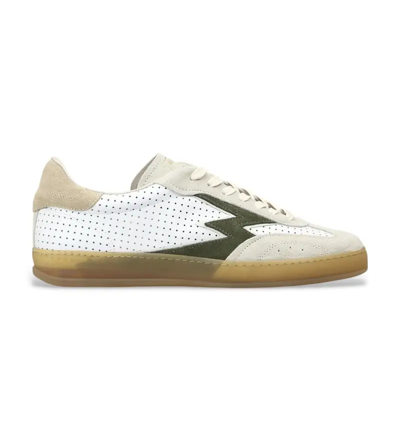 per uomo. CL067M Sneakers in pelle bianca Club (41), Bianco, Basso, Stringhe, Casual Verde