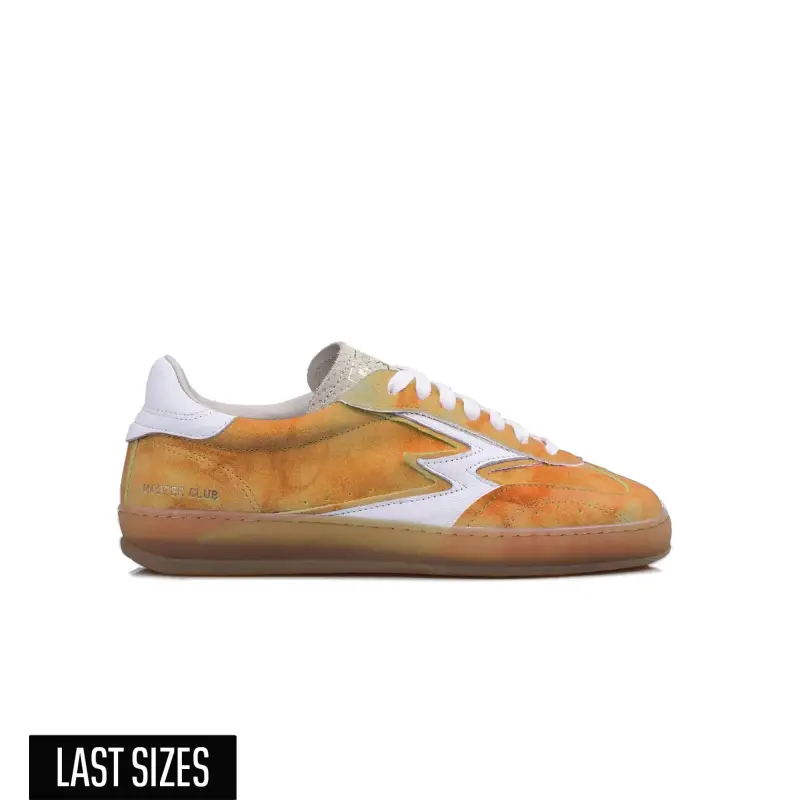 Sneaker Club Gialla Logo Pelle Bianca