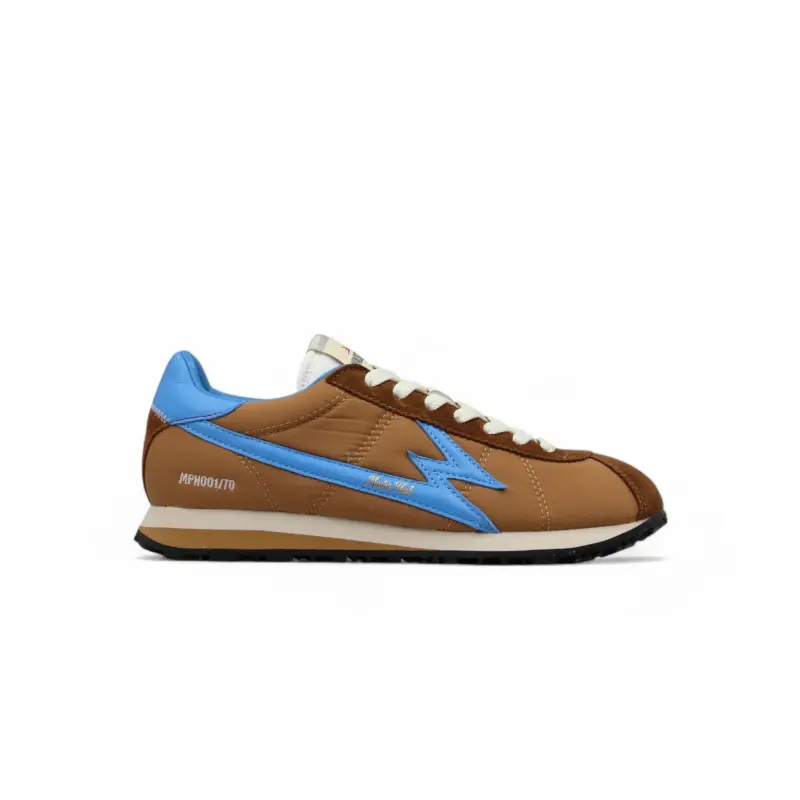 Sneaker Flash Nylon Nocciola e Blu Elettrico
