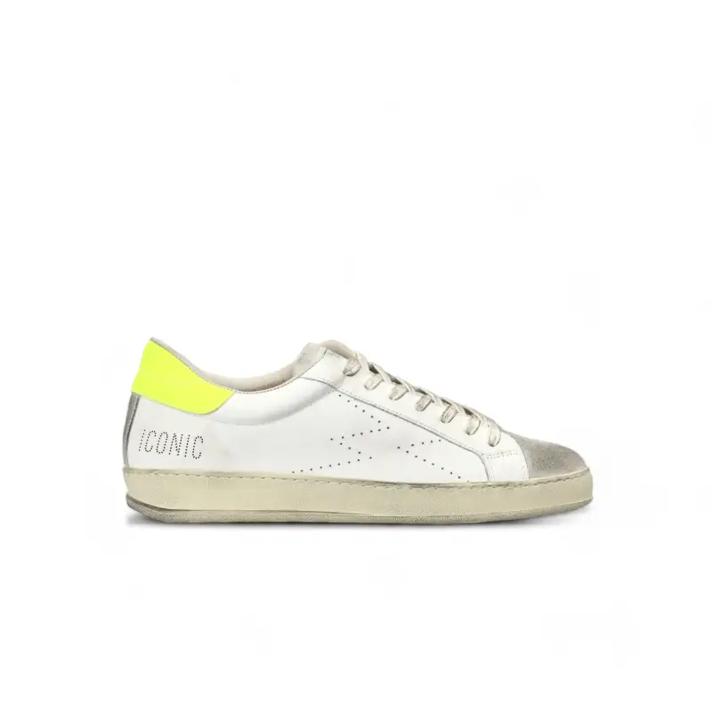 Sneaker Iconic Bianco e Giallo Fluo Uomo