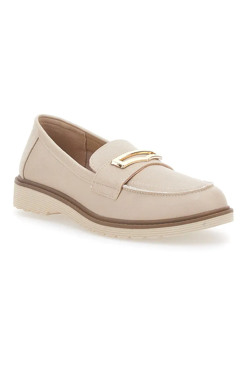 Mocassino Beige con Morsetto Color Oro Le Havre Paris 3202121 miniatura 2