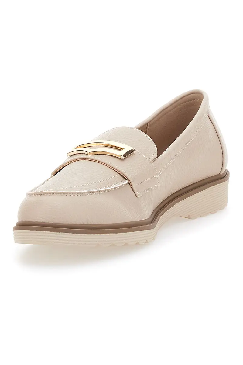 Mocassino Beige con Morsetto Color Oro Le Havre Paris 3202121 miniatura 3