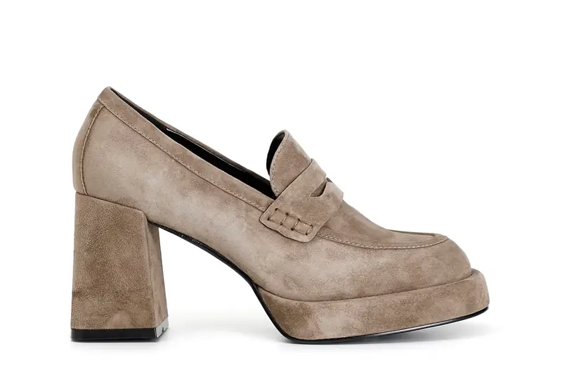 mocassino donna in camoscio taupe 38