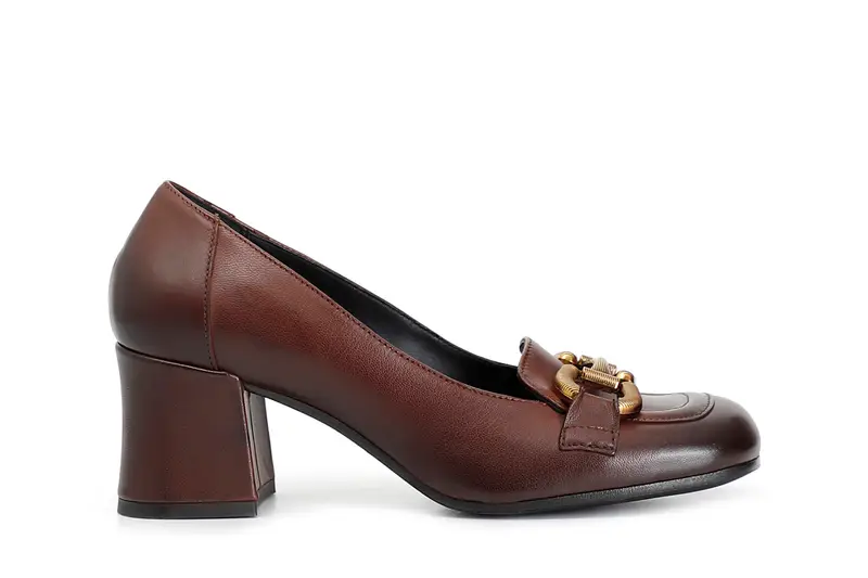 mocassino donna in nappa con morsetto mogano