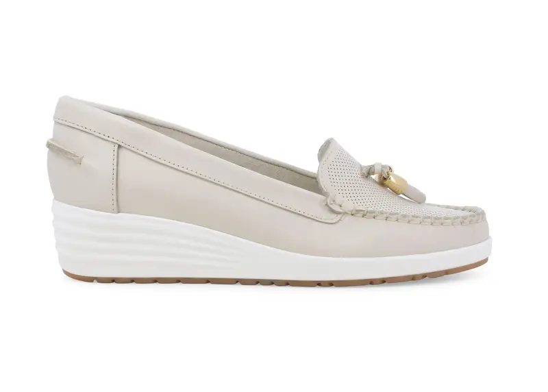 Mocassino donna in pelle beige 01027z