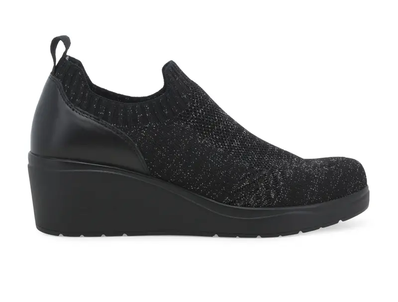 Mocassino donna in tessuto nero k53013