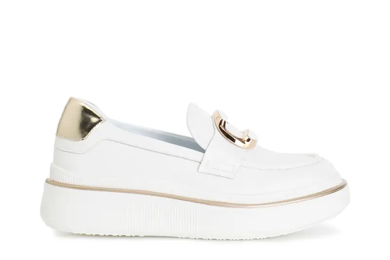 mocassino in pelle con accessorio smaltato bianco 38