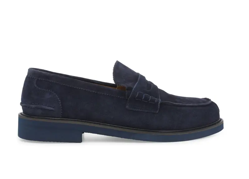 Mocassino uomo in camoscio blu u0890z