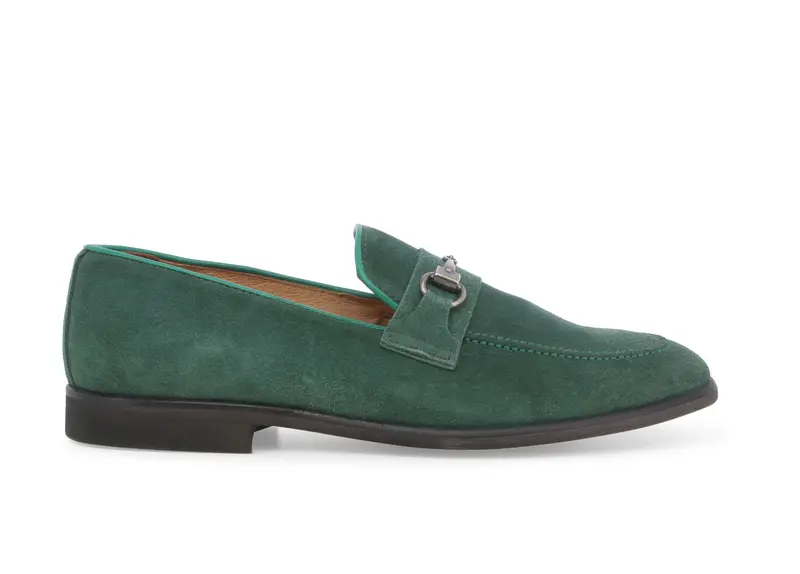 Mocassino uomo in camoscio verde u0741z