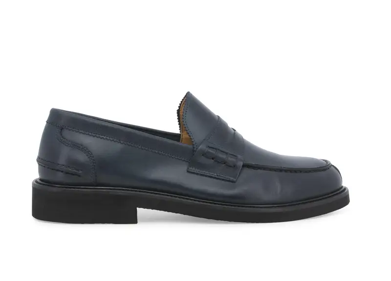 Mocassino uomo in pelle blu u0890z